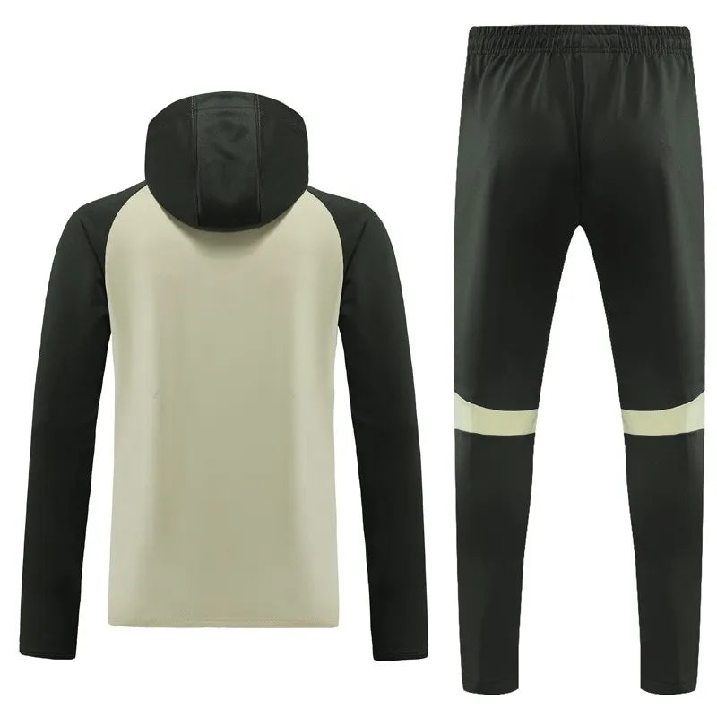 Barcelona Long Sleeve Hooded Zipped Tracksuit Grey 2023-24