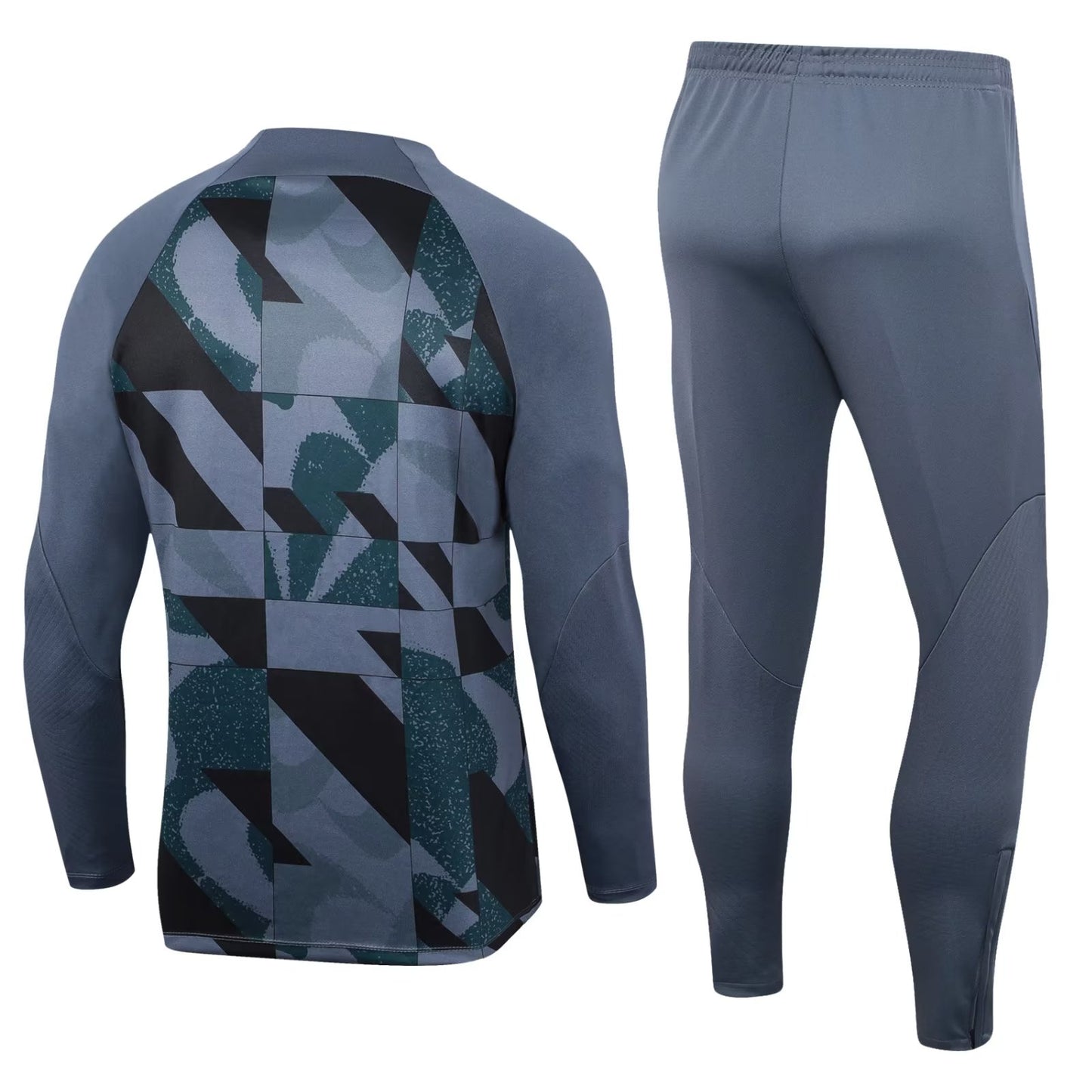 Barcelona Long Sleeve Tracksuit Grey/Cyan 2023-24