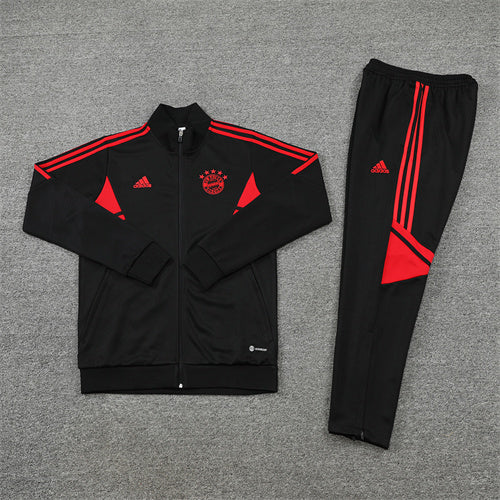 Bayern Munich Long Sleeve Zipped Tracksuit Black/Red 2022-23