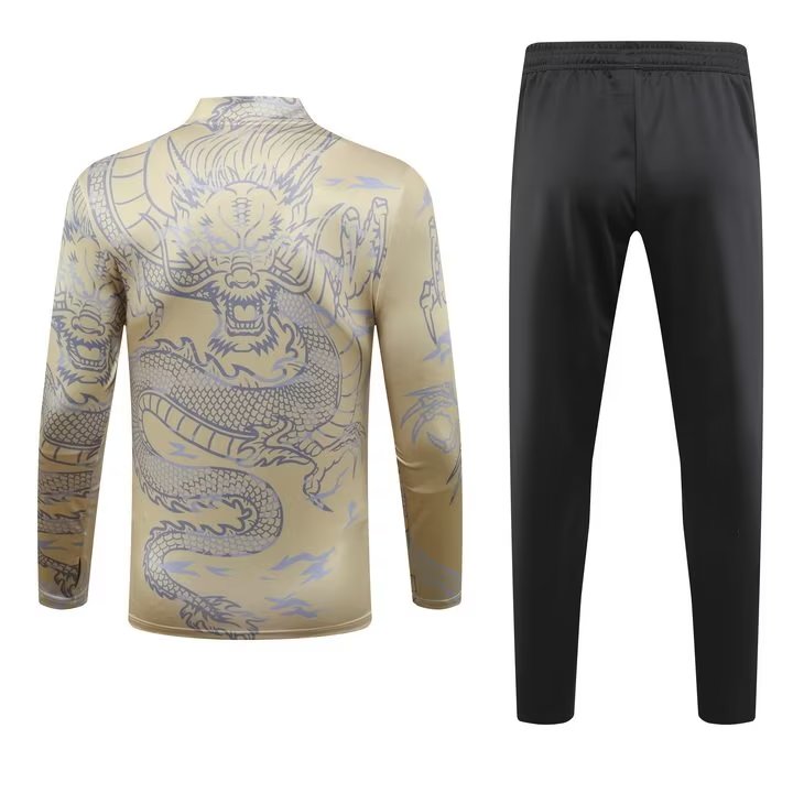 Real Madrid Long Sleeve Zipped Tracksuit Gold/White 2023-24