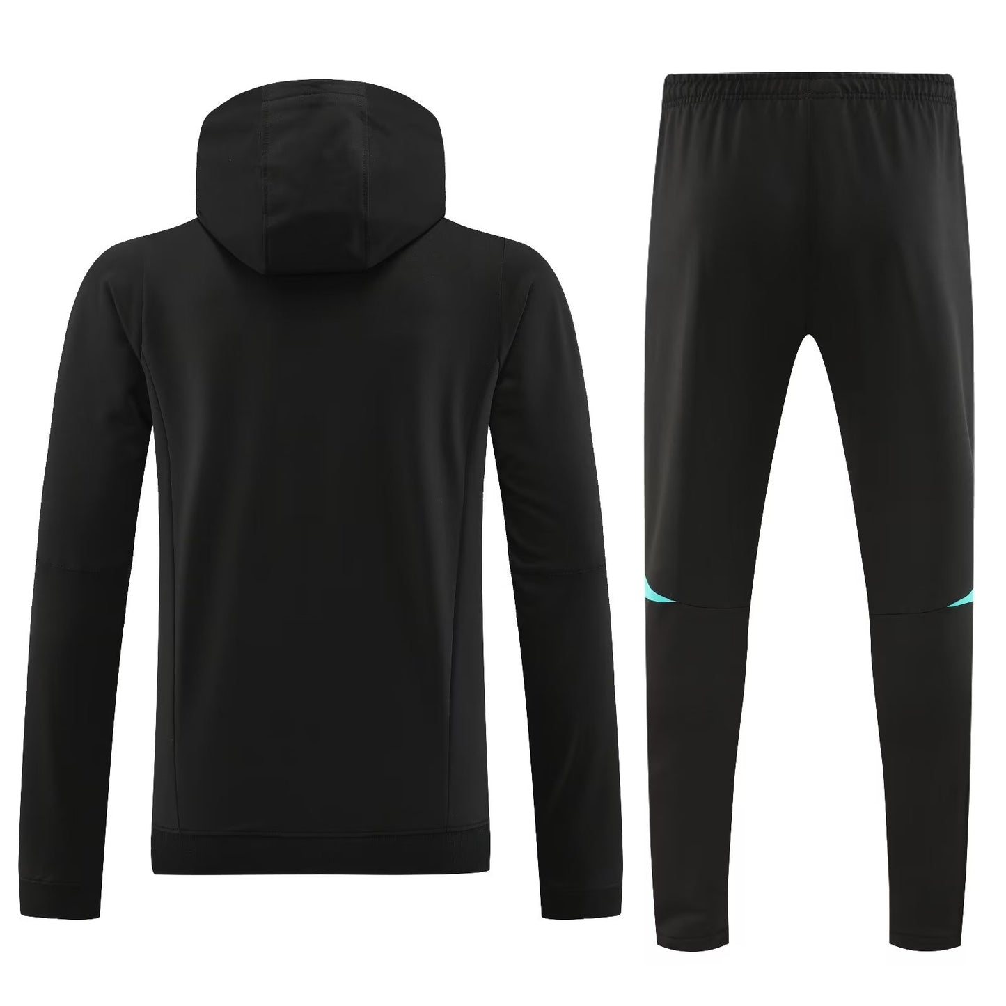 Manchester United Long Sleeve Hooded Tracksuit Black/Cyan 2023-24