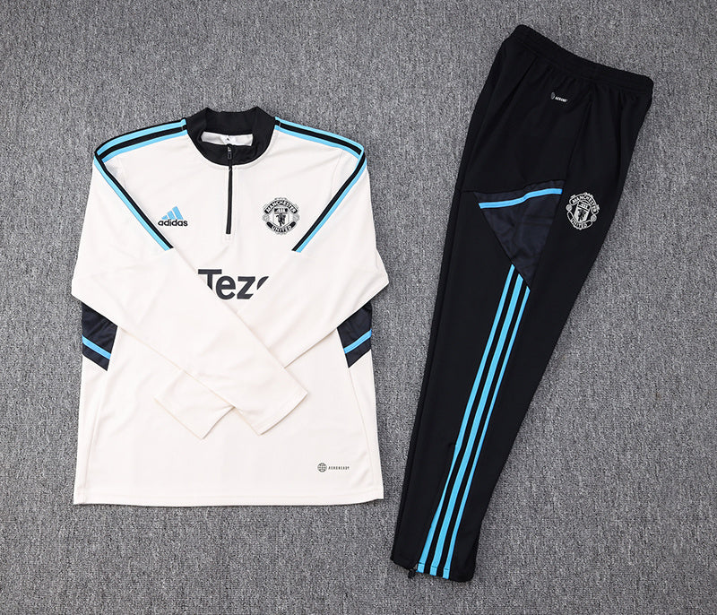 Manchester United Long Sleeve Tracksuit White/Black 2023-24