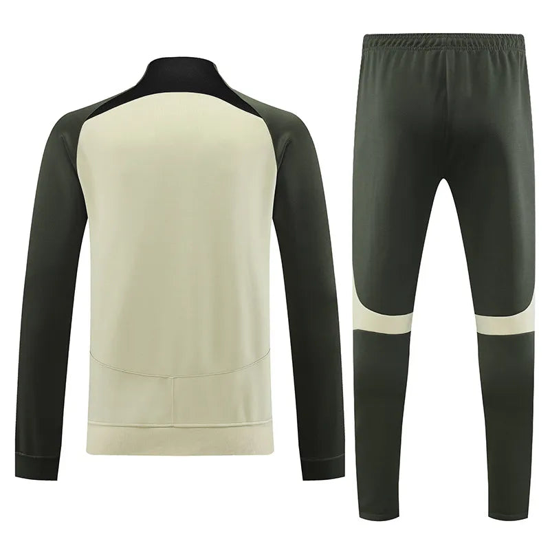 Barcelona Long Sleeve Zipped Tracksuit White/Grey 2023-24