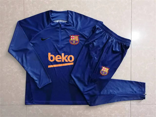 Barcelona Long Sleeve Zipped Tracksuit Navy/Orange 2022-23