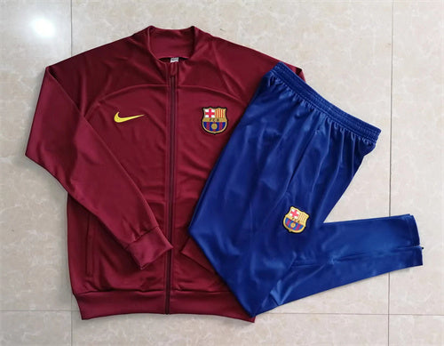 Barcelona Long Sleeve Zipped Tracksuit Wine/Blue 2022-23