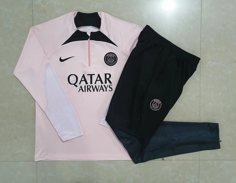 PSG Paris Saint German Long Sleeve Tracksuit Pink/Black 2022-23