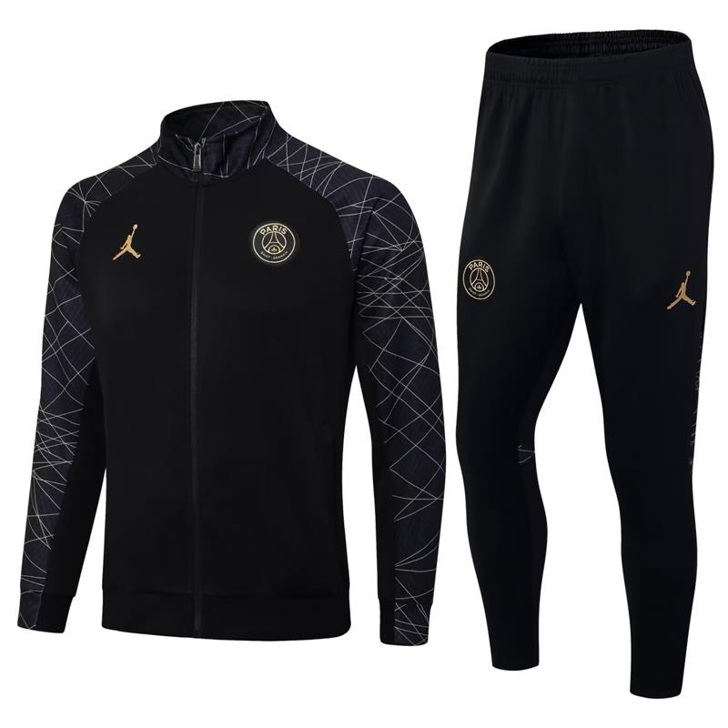 PSG Paris Saint-German Long Sleeve Zipped Tracksuit Black/Black 2023-24