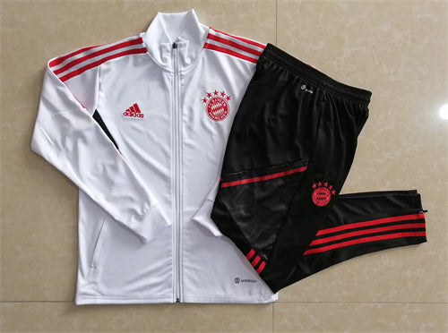 Bayern Munich Long Sleeve Zipped Tracksuit White/Black 2022-23