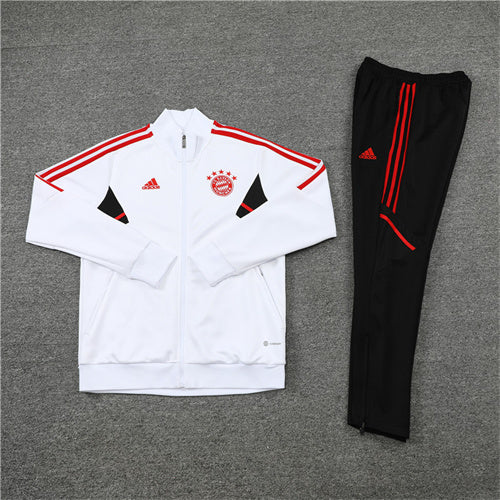Bayern Munich Long Sleeve Zipped Tracksuit White/Black 2022-23