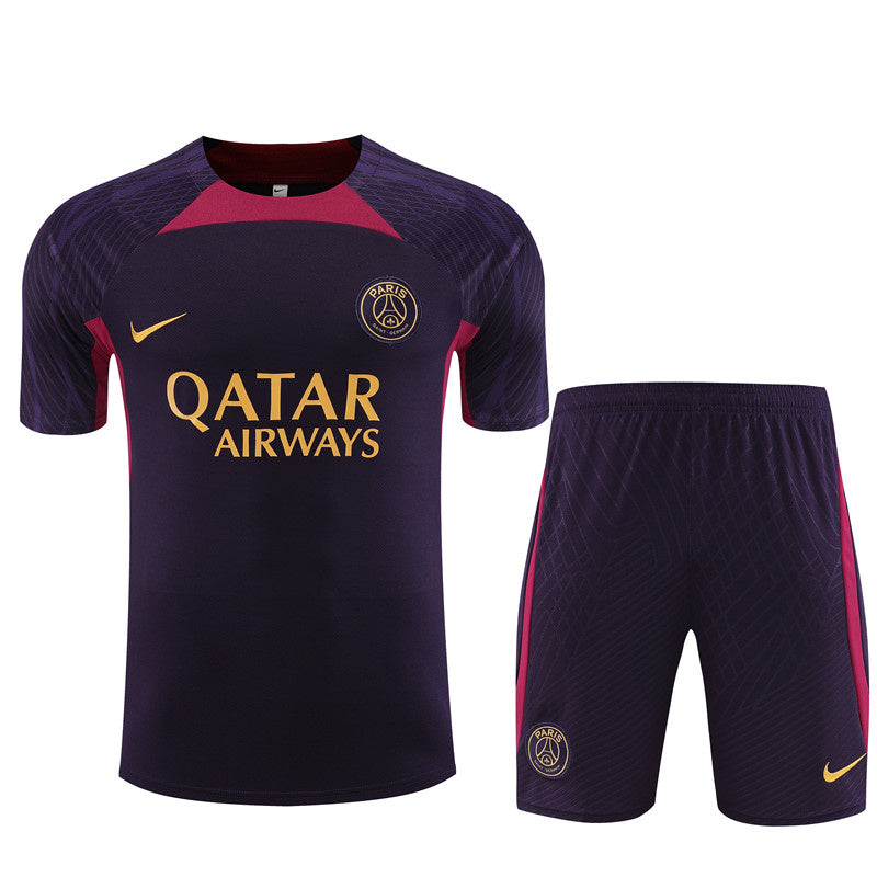PSG Paris Saint German Short Sleeve Set Navy/Wine 2023-24
