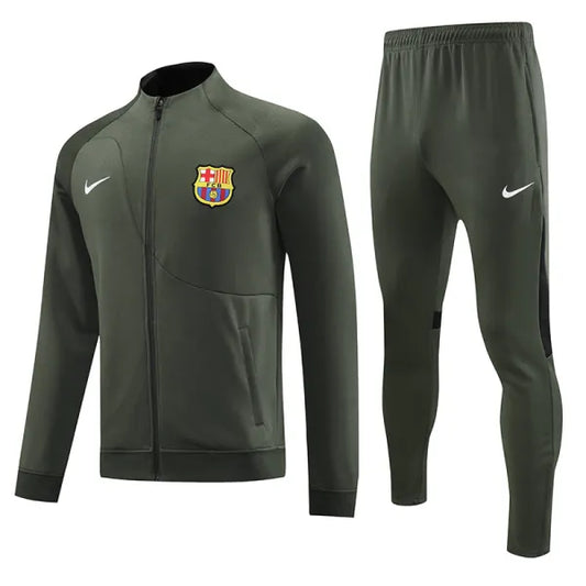 Barcelona Long Sleeve Zipped Tracksuit Grey 2023-24