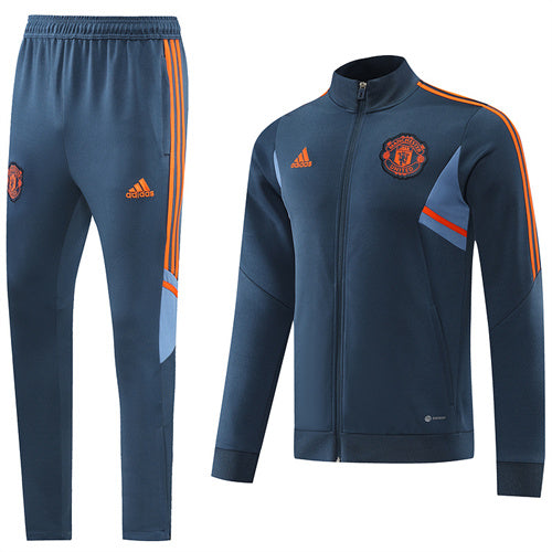 Manchester United Long Sleeve Zipped Tracksuit Blue/Orange 2022-23