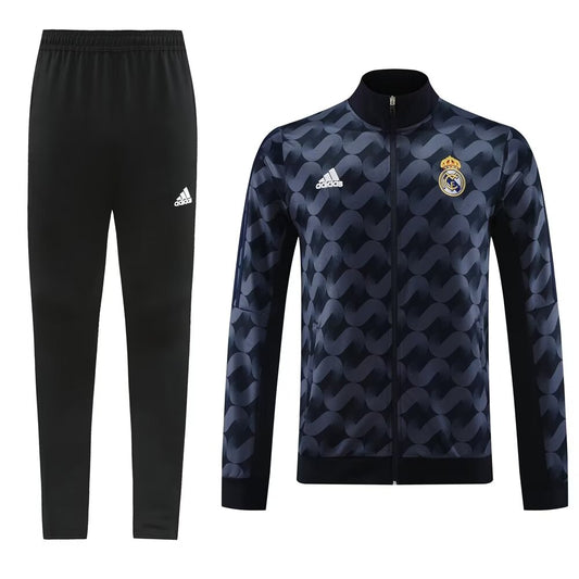 Real Madrid Long Sleeve Zipped Tracksuit Black 2023-24