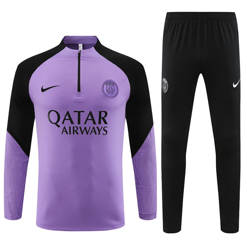 PSG Paris Saint German Long Sleeve Tracksuit Purple/Black 2023-24