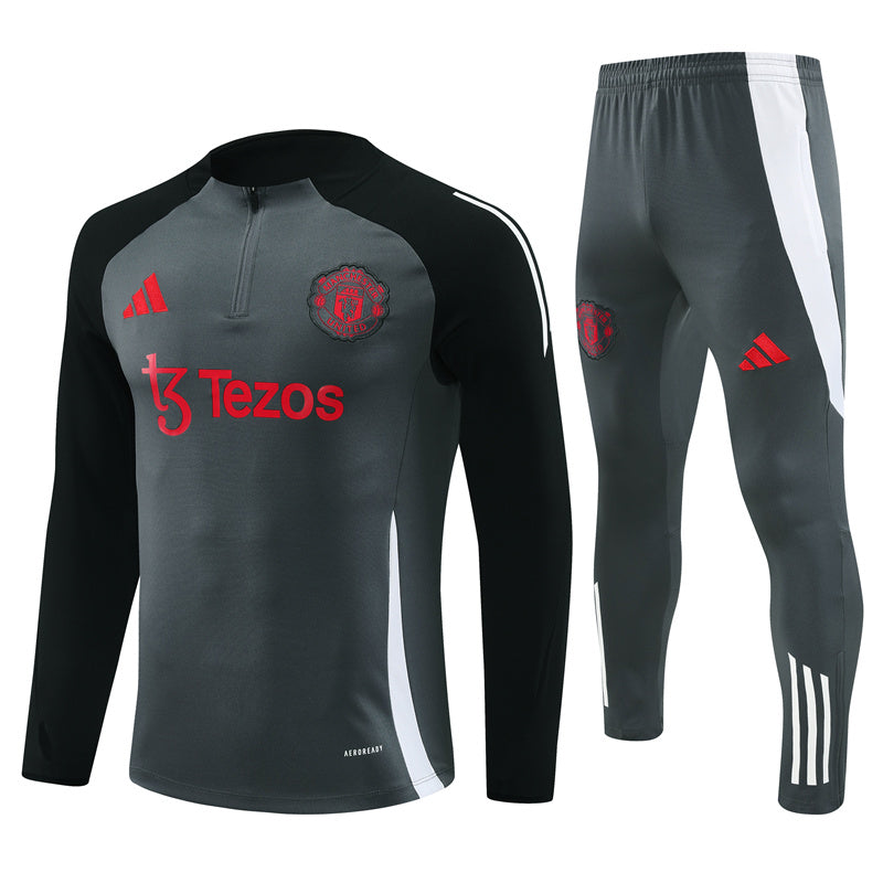 Manchester United Long Sleeve Tracksuit Black/Red/Grey 2024-25