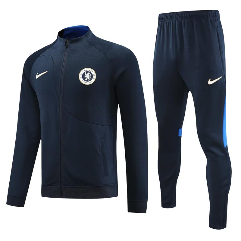 Chelsea Long Sleeve Zipped Tracksuit Black 2023-24