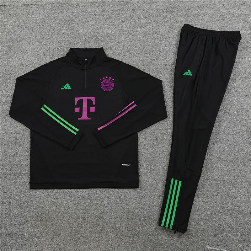 Bayern Munich Long Sleeve Zipped Tracksuit Black 2023-24