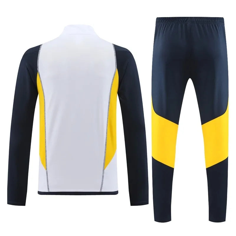 Real Madrid Long Sleeve Zipped Tracksuit White/Blue/Yellow 2023-24