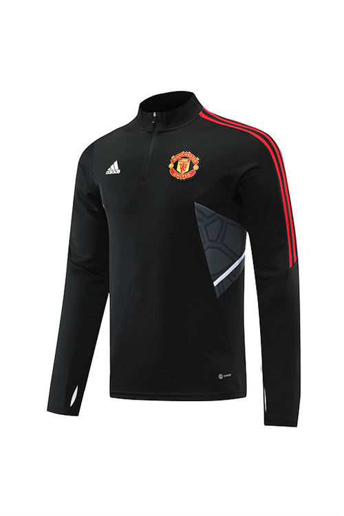 Manchester United Long Sleeve Zipped Tracksuit Black/Red 2022-23