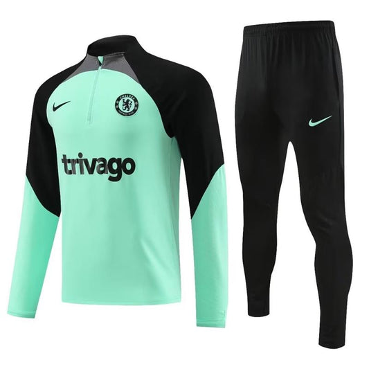 Chelsea Long Sleeve Tracksuit Teal/Black 2023-24