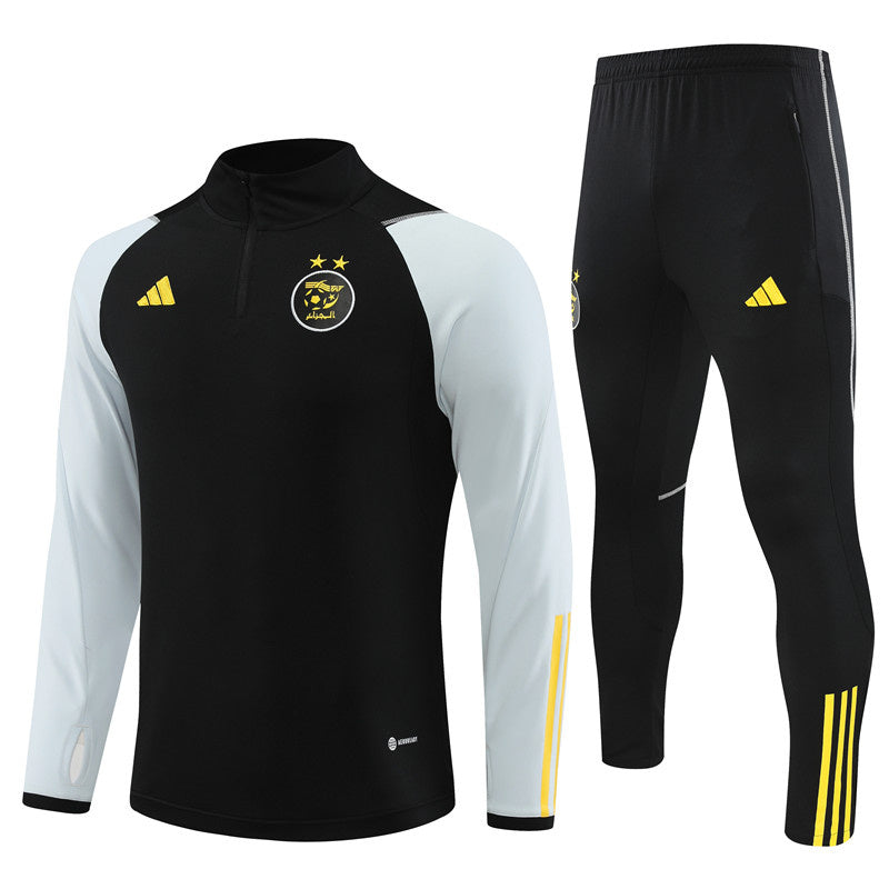 Algeria Long Sleeve Zipped Tracksuit Black/Yellow 2023-24
