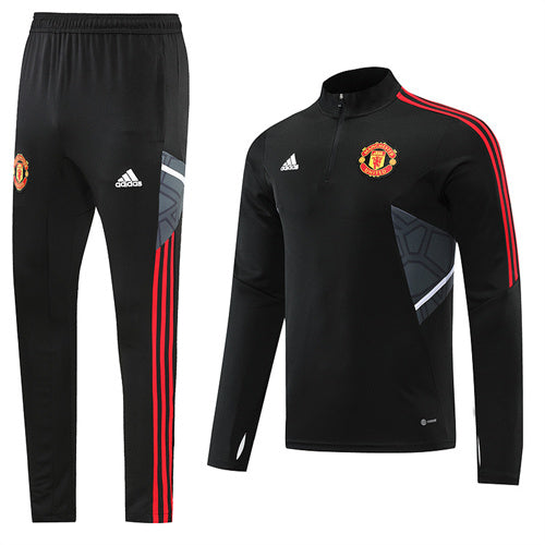 Manchester United Long Sleeve Zipped Tracksuit Black/Red 2022-23