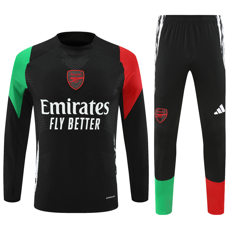 Arsenal Long Sleeve Zipped Tracksuit Black/Red/Green 2024-25