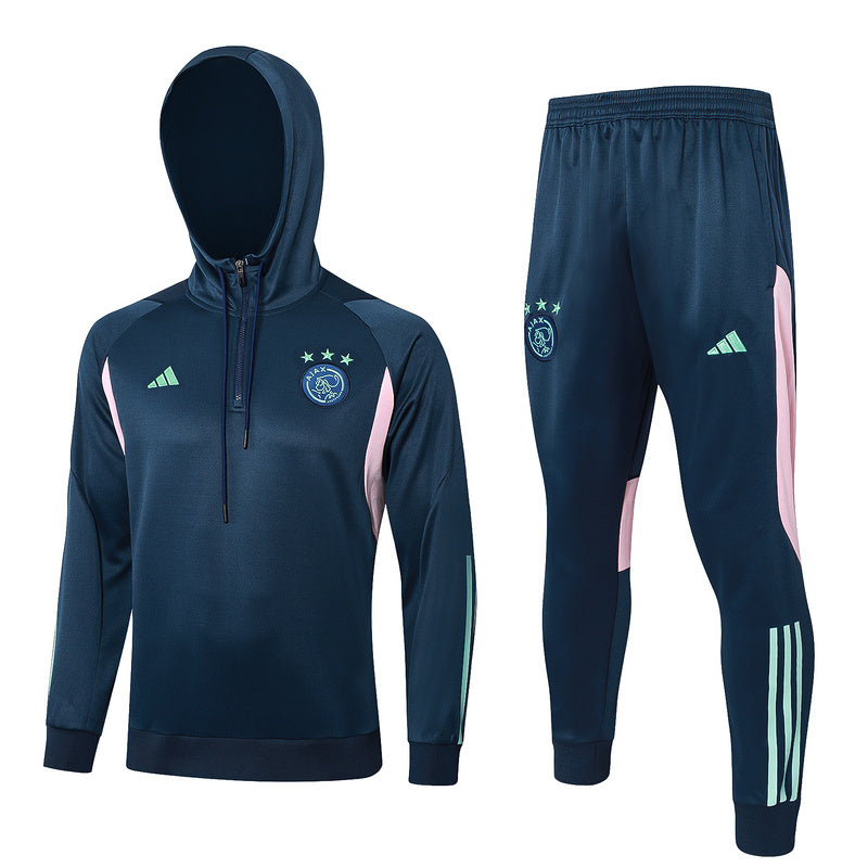 Ajax Long Sleeve Hooded Tracksuit Navy 2023-24