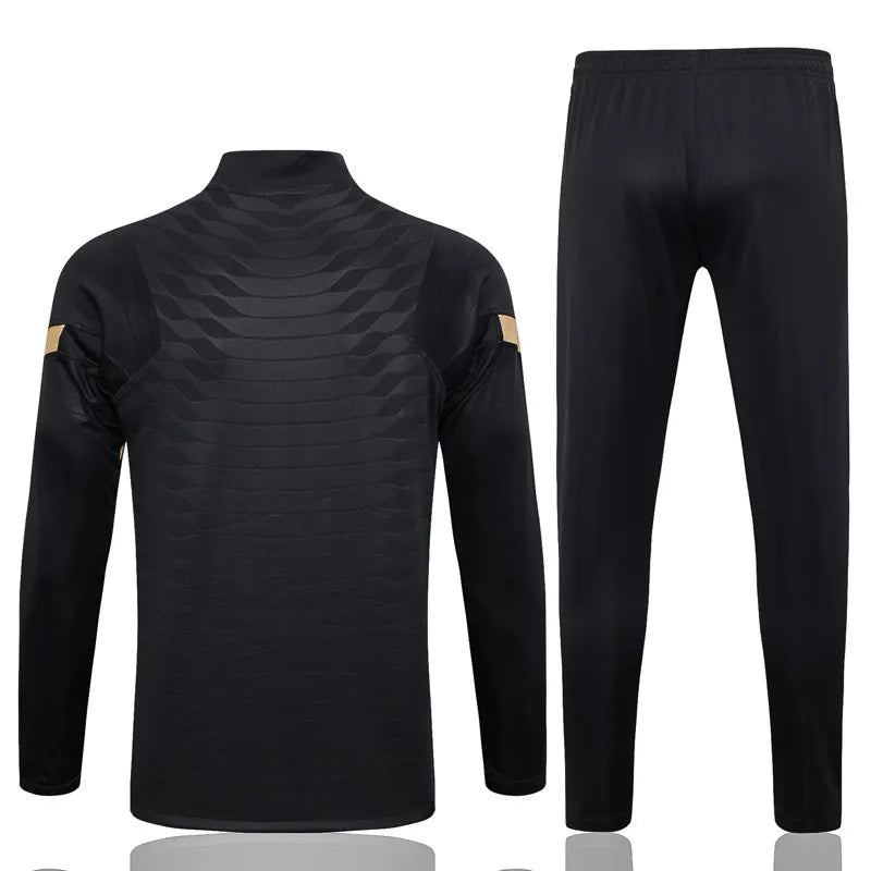 Barcelona Long Sleeve Tracksuit Black/Gold 2023-24