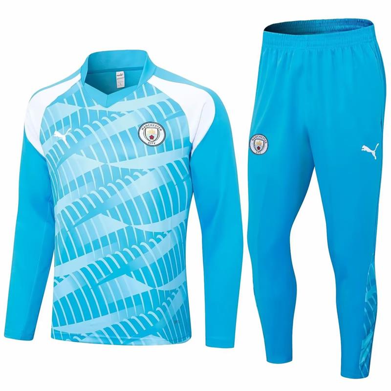 Manchester City Long Sleeve Zipped Tracksuit Light Blue 2023-24