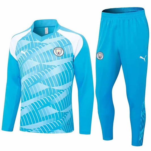 Manchester City Long Sleeve Zipped Tracksuit Light Blue 2023-24