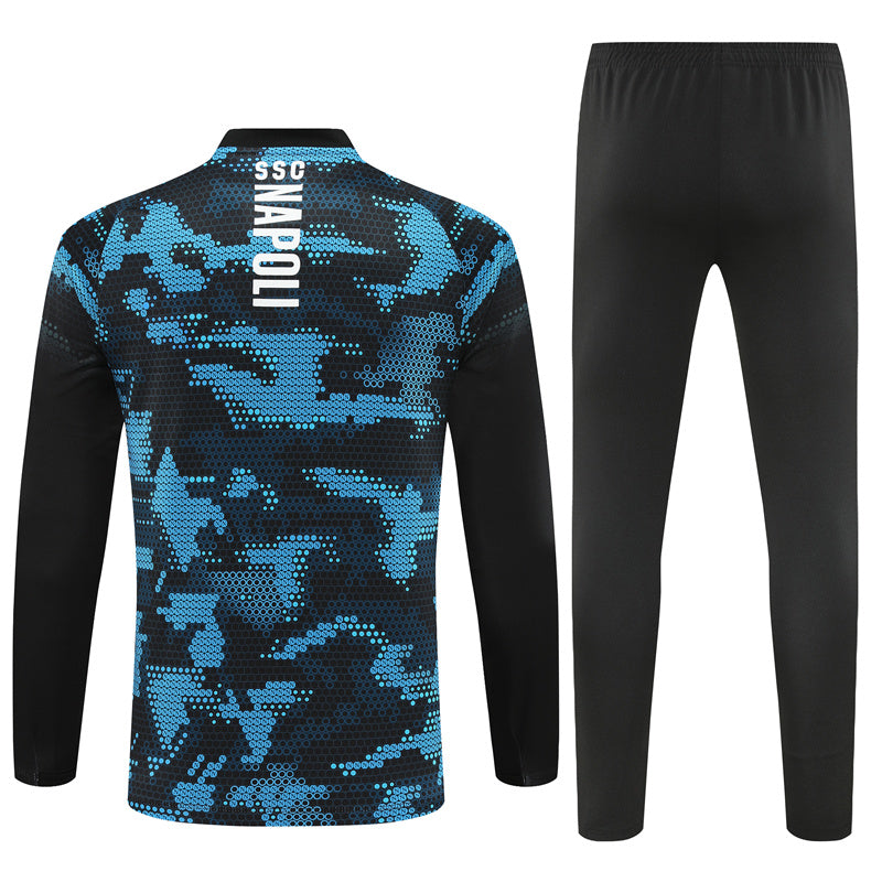 Napoli Long Sleeve Zipped Tracksuit Black/Cyan 2024-25