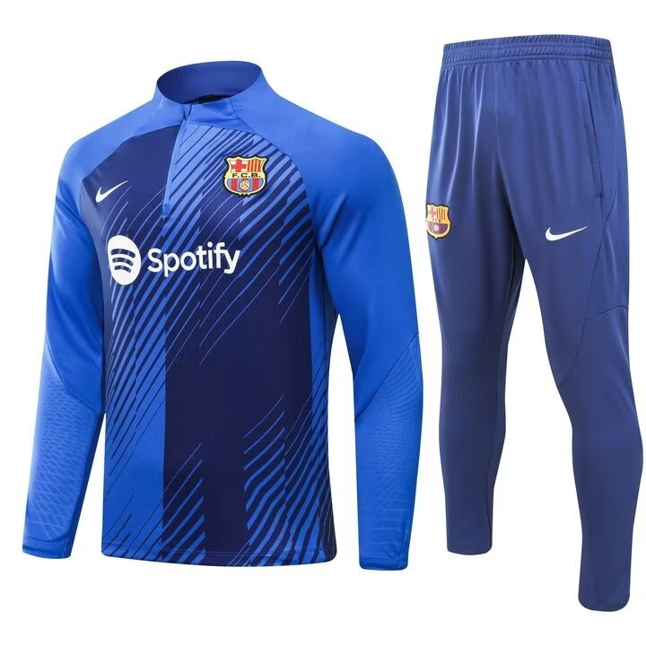 Barcelona Long Sleeve Tracksuit Two Tone Blue 2023-24