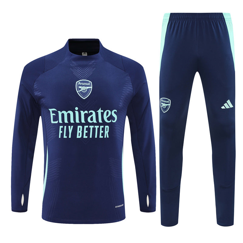 Arsenal Long Sleeve 1/4 Zipped Tracksuit Navy/Cyan 2024-25