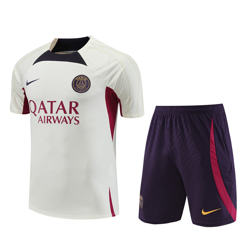 PSG Paris Saint German Short Sleeve Set White/Navy/Wine 2023-24