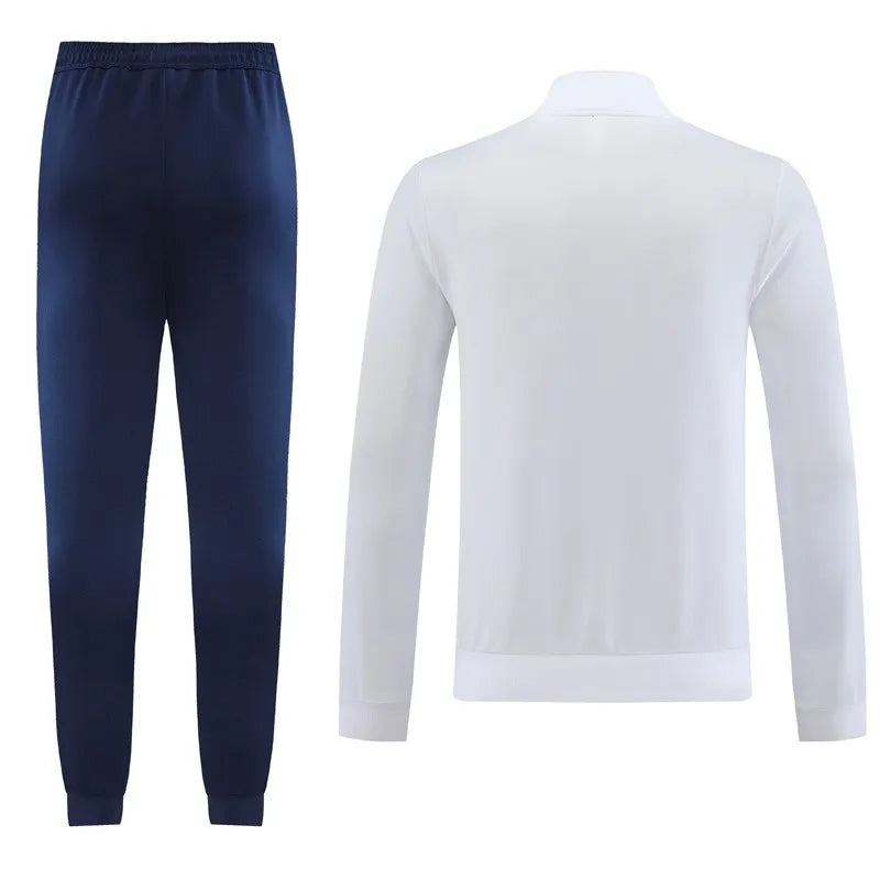 Real Madrid Long Sleeve Zipped Tracksuit White/Navy 2023-24
