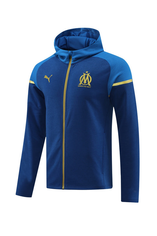Marseille Long Sleeve Hooded Zipped Tracksuit Blud/Gold 2023-24
