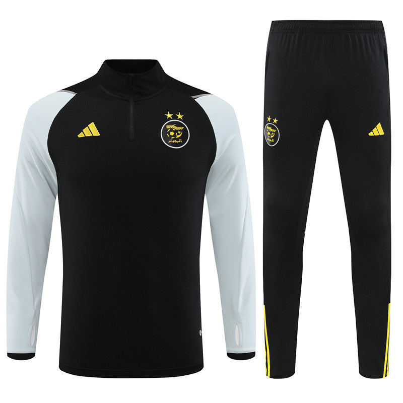 Algeria Long Sleeve Zipped Tracksuit Black/Yellow 2023-24