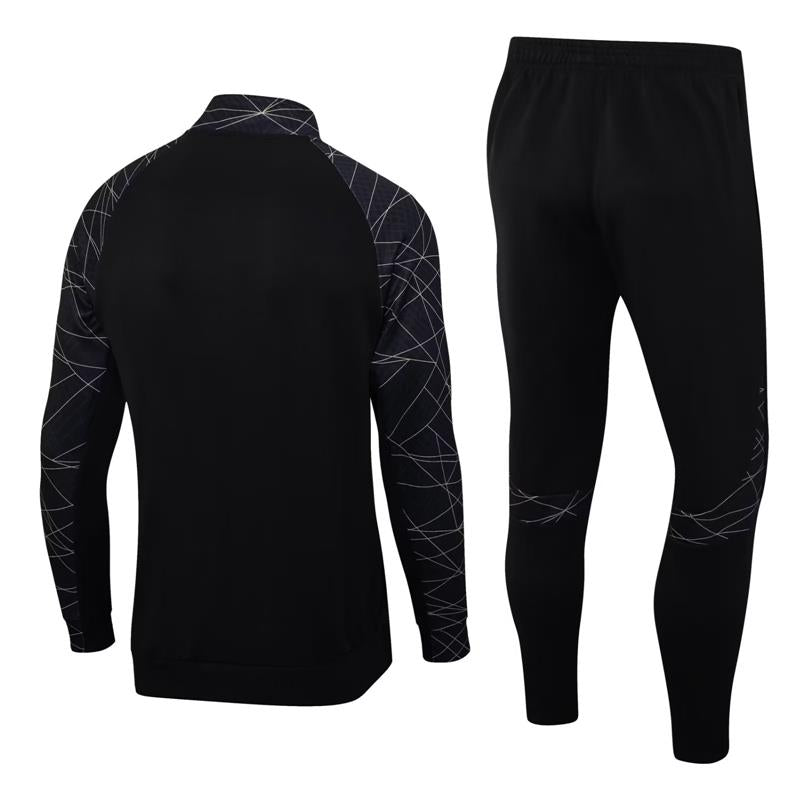 PSG Paris Saint-German Long Sleeve Zipped Tracksuit Black/Black 2023-24