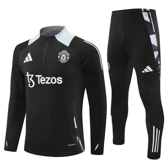 Manchester United Long Sleeve Tracksuit Black/White 2024-25