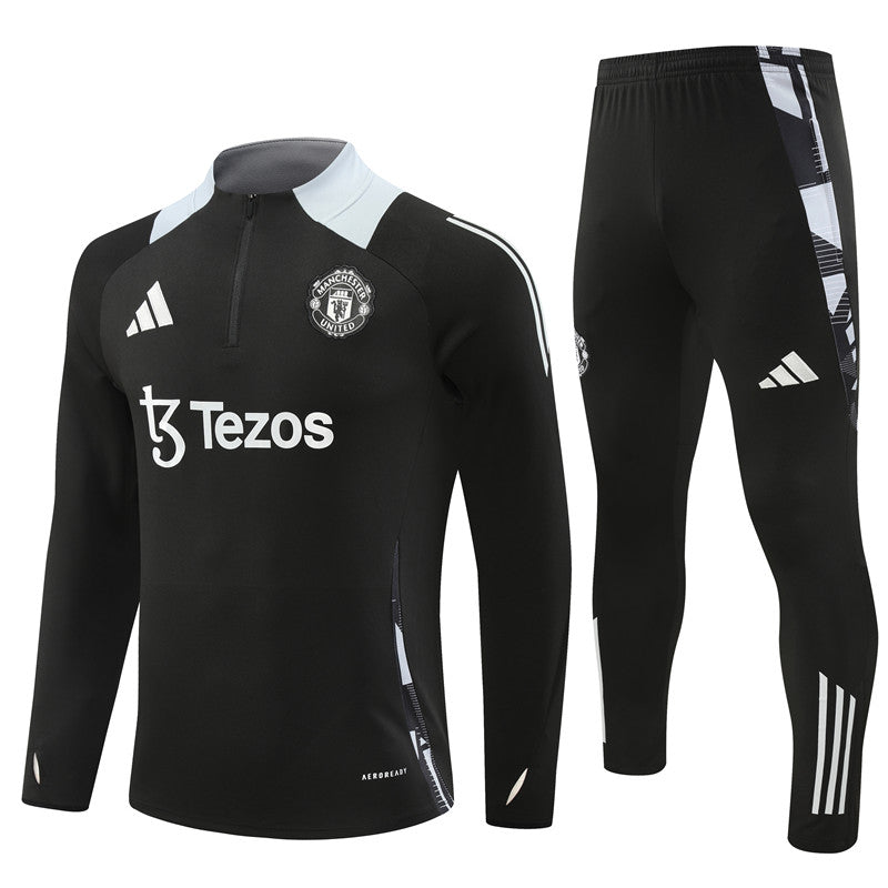 Manchester United Long Sleeve Tracksuit Black/White 2024-25