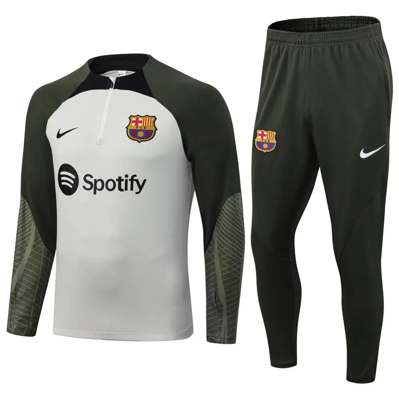 Barcelona Long Sleeve Tracksuit Grey/Black 2023-24