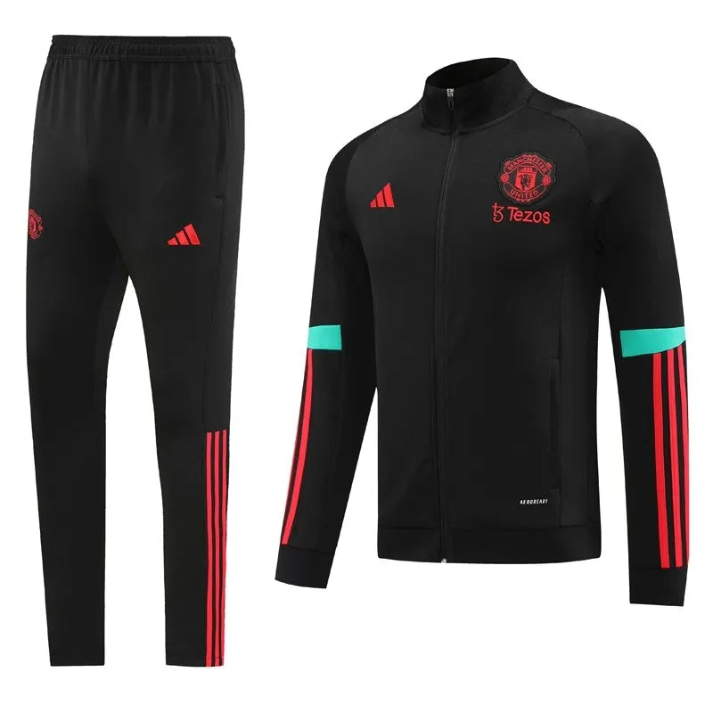 Manchester United Long Sleeve Zipped Tracksuit Black 2023-24