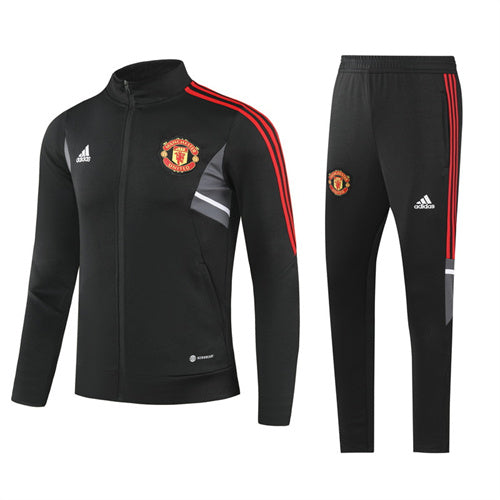 Manchester United Long Sleeve Zipped Tracksuit Black/Red 2022-23