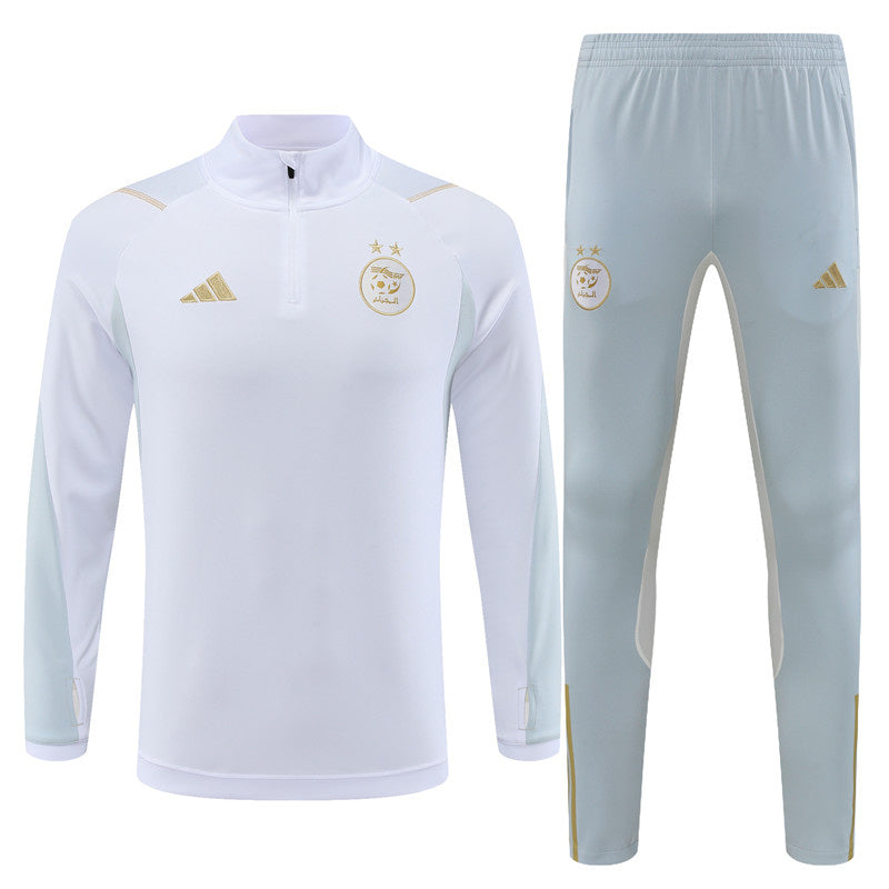 Algeria Long Sleeve Zipped Tracksuit White/Gold 2023-24
