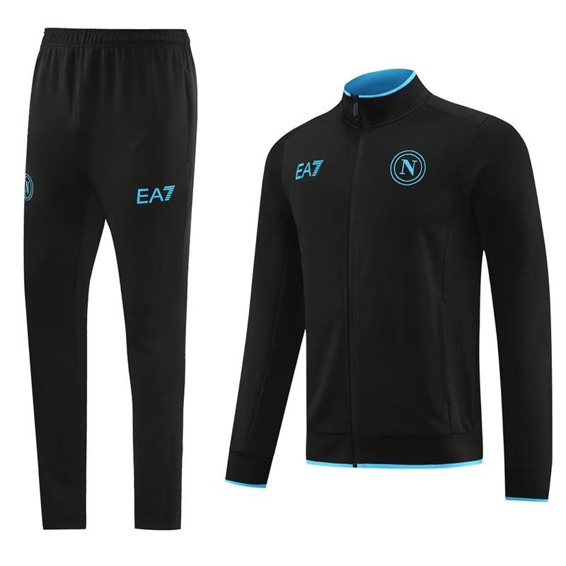Napoli Long Sleeve Zipped Tracksuit Black/Cyan 2023-24