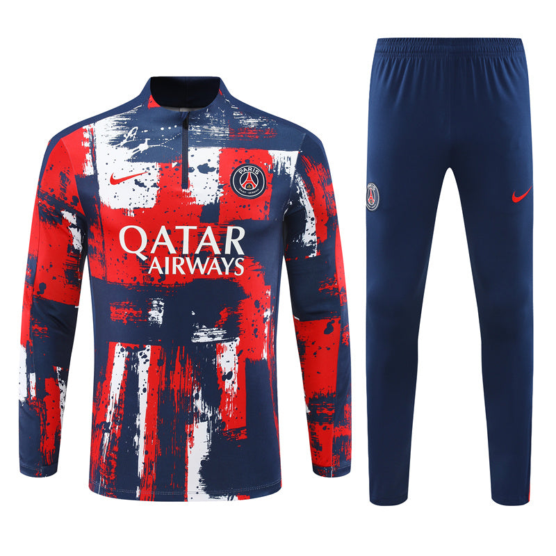 PSG Paris Saint German Long Sleeve Tracksuit Red/Blue 2024-25