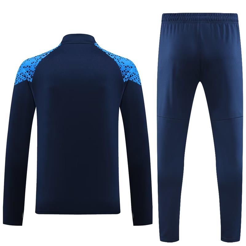 Marseille Long Sleeve Zipped Tracksuit Navy/Cyan 2023-24