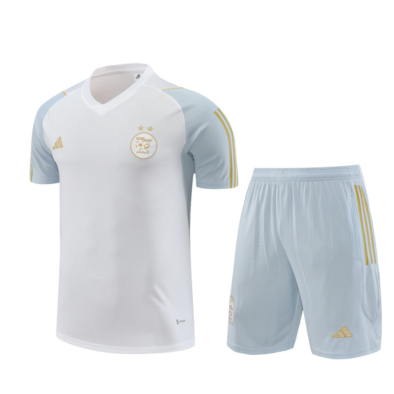 Algeria Short Sleeve Set White/Gold 2023-24