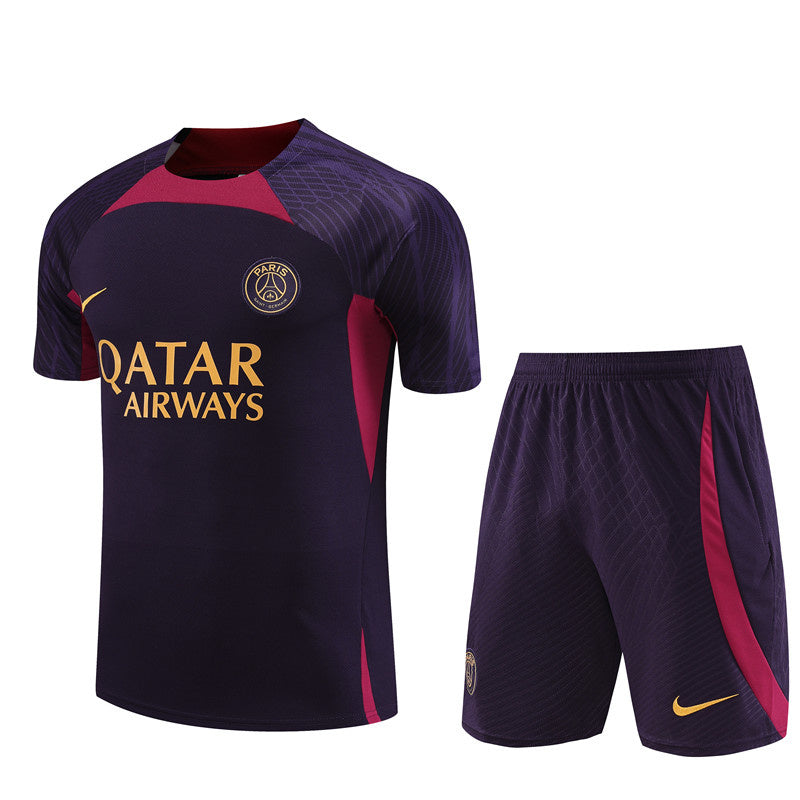 PSG Paris Saint German Short Sleeve Set Navy/Wine 2023-24